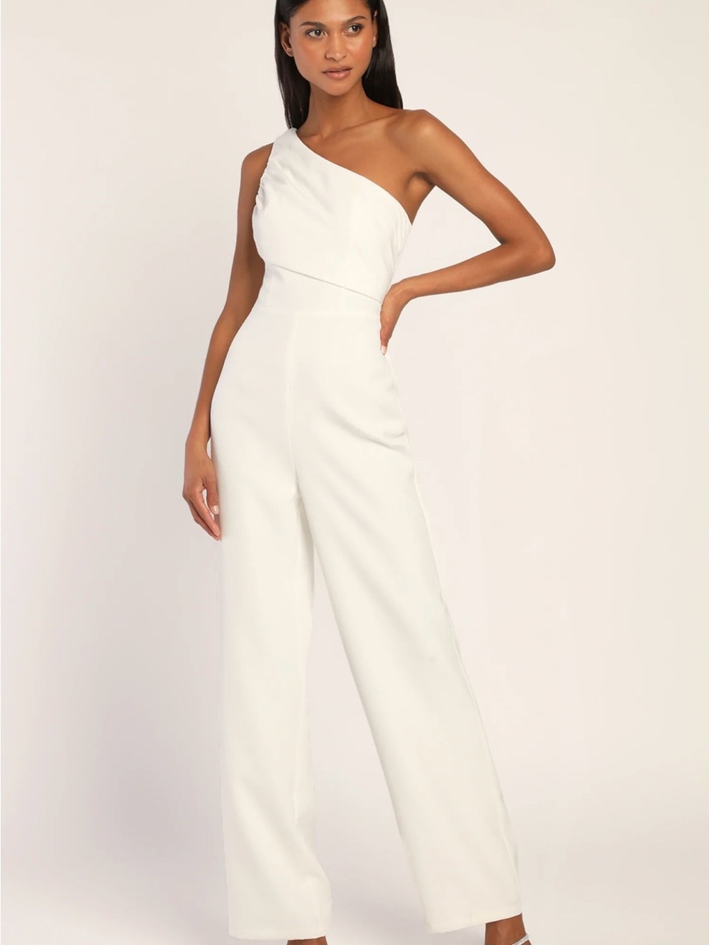 Lulus Special Sophistication White One-Shoulder Wide-leg jumpsuit